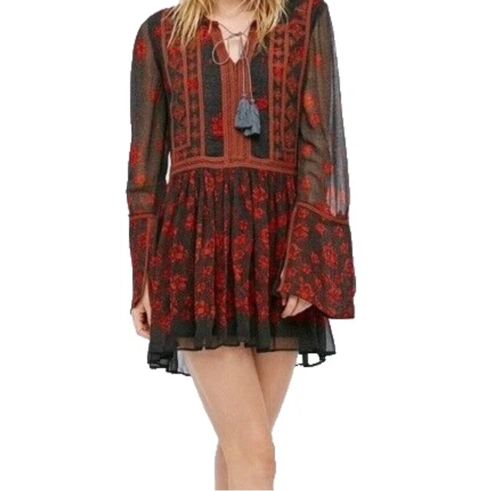 FREE PEOPLE Floral Peasant Boho Mini Dress VGC RARE | Size M | Gently Used | (TC